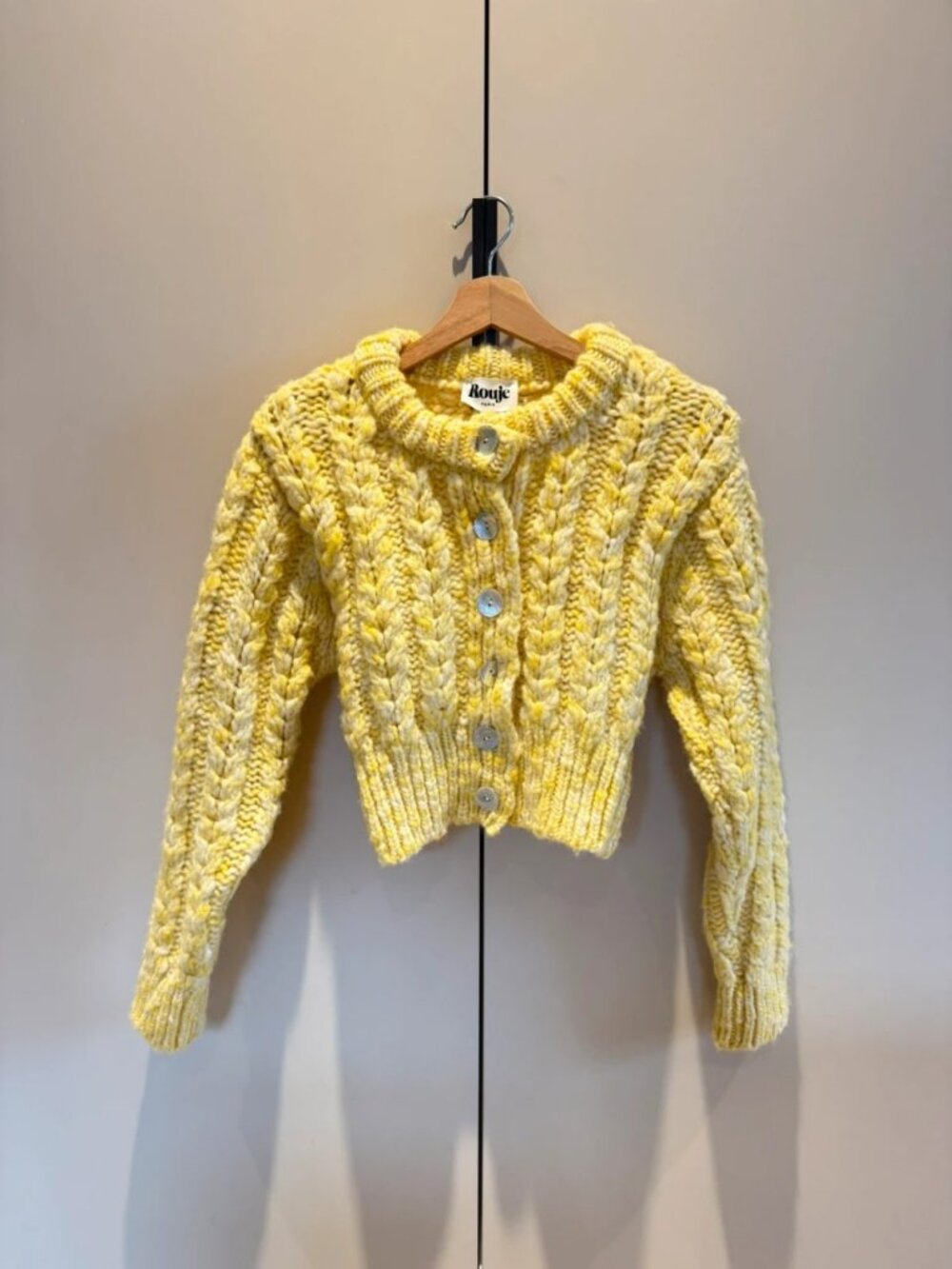 Rouje Cable Knit Cardigan Yellow Size S